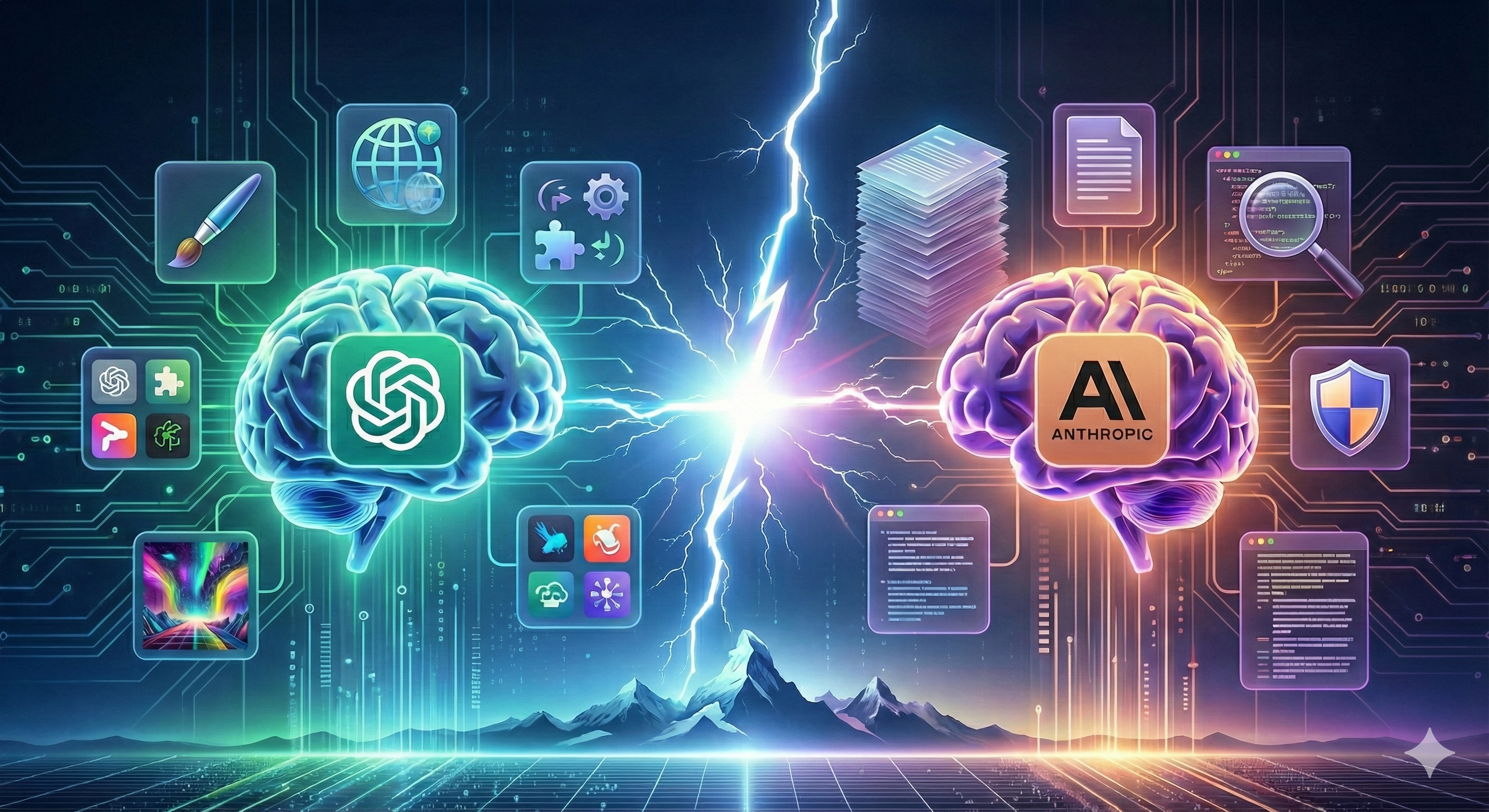 ChatGPT und Claude Logos nebeneinander - KI-Vergleich für Unternehmen