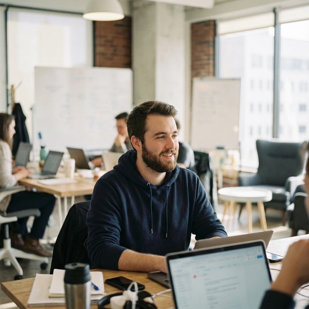 Motiviertes Startup Team arbeitet zusammen